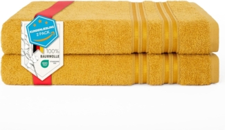 HAMMETEX Duschtuch 2er Set Badetücher 70x140 cm, 100% Baumwolle, Weich & Saugstark, Frottier (Set, 2-St), mit Bordüre, einfarbig, weich