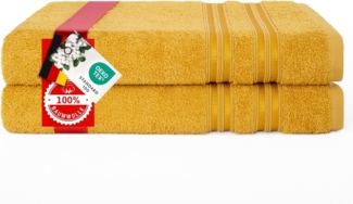 HAMMETEX Duschtuch 2er Set Badetücher 70x140 cm, 100% Baumwolle, Weich & Saugstark, Frottier (Set, 2-St), mit Bordüre, einfarbig, weich