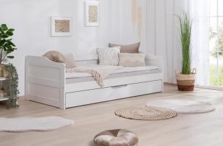 Ticaa Sofabett mit Auszug Melinda Kiefer massiv-weiss