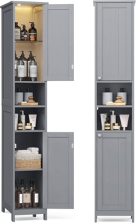 Vasagle Badkommode, Badezimmerschrank mit Beleuchtung, verstellbaren Ablagen