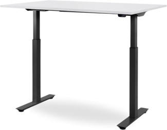 120 x 60 cm WRK21® SMART - Weiss Uni / Schwarz elektrisch höhenverstellbarer Schreibtisch