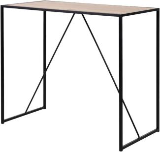 Selsey KRAPINA - Stehtisch/Bartisch im Loft-Style - schwarzes Metallgestell - Tischplatte 120x60 cm - Höhe 105 cm (Holzoptik Eichefarben)