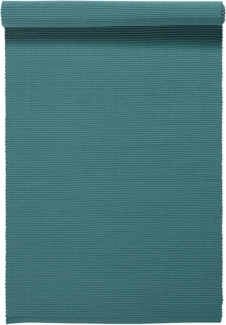 LINUM UNI Dekoratives Tischläufer für Esstisch 45x150 cm, 100% Gerippte Baumwolle, Maschinenwaschbar, Dunkles Grautürkis