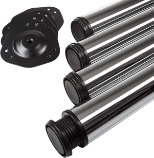 SO-TECH® Tischbein Ø 76 / 80 mm, belastbar bis 75 kg pro Stück, H: 71cm, Stahl, Chrom poliert, höhenverstellbar bis 32mm, 4x