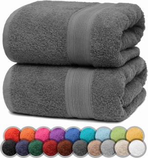 NatureMark 2er Pack DUSCHTÜCHER Premium Qualität 70x140 cm DUSCHTUCH Dusch-Handtuch Doppelpack Farbe: Anthrazit grau