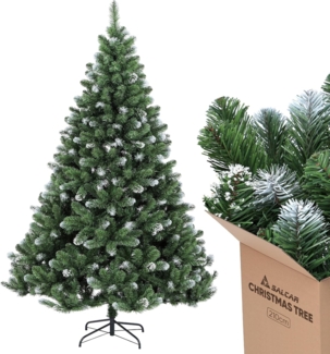SALCAR Künstlicher Weihnachtsbaum 210 cm – Dichtes PVC mit 800+ Zweigen, schneebedeckte runde Spitzen, großer Stabiler Metallständer, natürlicher Tannenbaum für Weihnachtsdeko