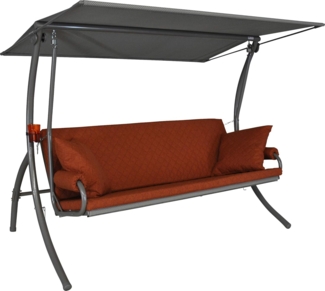 Angerer Freizeitmöbel GmbH Hollywoodschaukel Elegance Joy - Gartenschaukel Made in Germany - Schaukel zum Sitzen, Liegen und Entspannen - inklusive Bett-Funktion - einfache Montage (Terra)