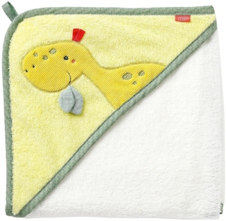 Fehn Badetuch Baby Dino - Badehandtuch Kinder Poncho aus Frottee - Handtuch mit süßem Dinosaurier - Babybadetuch mit Kapuze für Babys und Kleinkinder ab 0+ Monaten – Kapuzenhandtuch Maße 80x80 cm