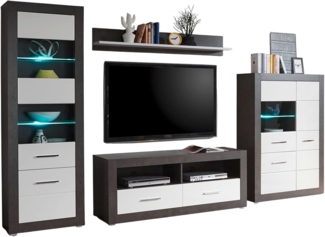 Wohnwand Briard in weiß Hochglanz und grau Stone 335 cm