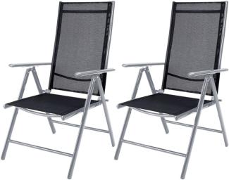 Casaria® Gartenstuhl 2er Set Klappbar Aluminium Wetterfest 8- Fach Verstellbar 120kg Belastbar Outdoor Balkon Camping Hochlehner Klappstuhl Stuhl Silber