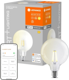 LEDVANCE Wifi SMART+ Filament LED Lampe Globe dimmbar (ex 60W) 5,5W / 2700K Warmweiß E27