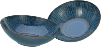 CreaTable Salatschüssel Sea Breeze blau, Salatschüssel 24 cm 2er Set, Steinzeug, (Set, 2-tlg), Reaktive intensiv leuchtende Spezialglasur