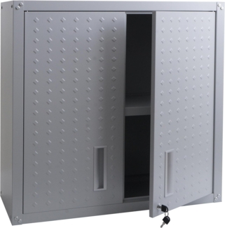 Hängeschrank HWC-O52, Wandschrank Lagerschrank Bücherschrank, abschließbar Stahl 77x77x31cm ~ hellgrau