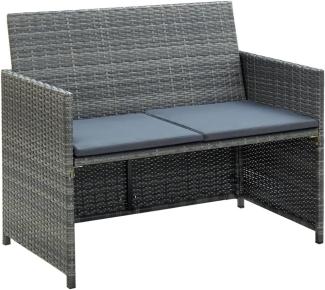 vidaXL 2-Sitzer-Gartensofa mit Polstern Grau Poly Rattan 43912