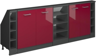 Dachschrägenschrank-Set Rion Rot Hochglanz/Anthrazit 5er Set Vicco