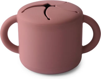 Mushie Kinderbecher Snackbecher Woodchuck, Silikon BPA-frei Babybecher Snackschale