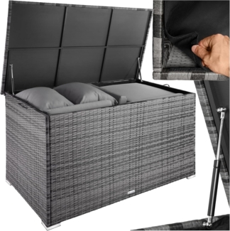 tectake Gartenbox Auflagenbox (1 St, Auflagenbox), Aufbewahrungsbox mit Aluminiumgestell und Rattangeflecht