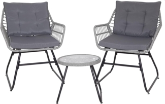 SVITA Balkonset AMALFI, Rattan, Outdoor, Sitzgruppe, Hellgrau