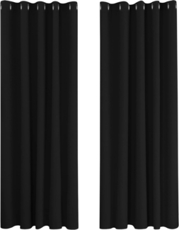 Deconovo Vorhänge Blcikdicht Verdunkelungsgardinen mit Ösen Thermogardine Kälteschutz, 229x168 cm(HöhexBreite), Schwarz, 2er Set