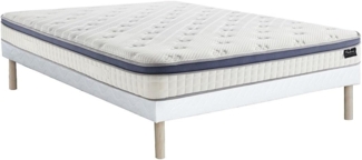 Vente-unique - Bett-Set 140x190 cm - Polsterbettgestell + Hybrid-Matratze Taschenfederkern 7 Zonen + Memory + Latex - 25 cm - MALAO von PALACIO