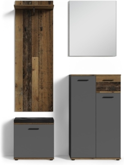 Schuhkommode >JAKOB< in Anthrazit/Old-Wood-Optik 60 x 102 x 30 cm (BxHxT)