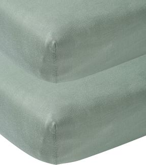 Meyco Jersey Spannbetttuch, 2-er-Pack, 40x80/90 cm Stone Green