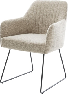 Esszimmerstuhl Greg-Flex Webstoff Soft Beige Kufengestell Schwarz Taschenfederkern