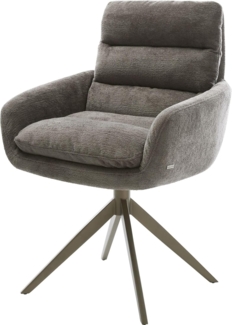 Drehstuhl Abelia-Flex mit Armlehnen Bouclé Soft Schlamm Kreuzgestell breit Effektfinish Titan 360° drehbar Wippfunktion