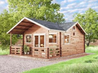 Alpholz Garten-und Freizeithaus Toronto-44 ISO aus Holz mit 44 mm Wandstärke inklusive Terrasse inklusive Schlafboden mit Montagematerial