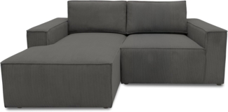 DOMO. collection Ecksofa 800 021, kleine Couch in L-Form mit Cordstoff, Modulsofa mit Taschenfederkern, Sofa, Polsterecke, Eckcouch 198 x 172 x 85 cm (BxTxH), dunkelgrau