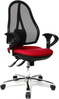 Topstar Open Point SY Deluxe, ergonomischer Syncro-Bandscheiben-Drehstuhl, Bürostuhl, Schreibtischstuhl, inkl. Armlehnen (höhenverstellbar), Stoff, rot