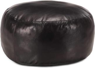 vidaXL Pouf Schwarz 60 x 30 cm Echtes Ziegenleder 248140