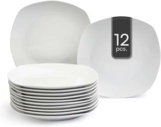 Home4You Speiseteller Speiseteller, Weiß, Ø 27 cm, (12 St), Porzellan