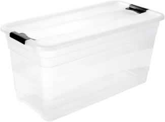 keeeper Aufbewahrungsbox mit Deckel und Schiebeverschluss, 79,5 x 39,5 x 40 cm, 83 l, Cornelia, Transparent