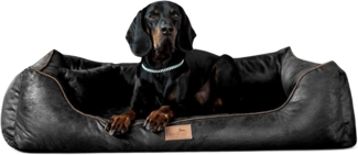 ALBERTO Orthopädisches Hundebett in Lederoptik - 03 Schwarz, 100x75cm