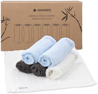 Navaris Waschlappen Set 6-teilig Baby-Waschlappen aus Bambus - 25x25 cm weiche Lappen - Reinigungstücher Waschtücher - umweltfreundlich waschbar blau