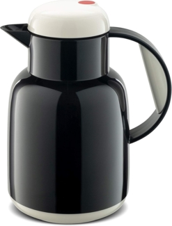 ROTPUNKT Isolierkanne 1,0 ltr. Glaseinsatz I 24 Std warm 36 std kalt I Made in Germany, 1 l, (Kaffeekanne I Teekanne, 970 onyx/white), Glaskolben aus doppelwandigem Rosalin-Glas