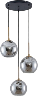 Lindby Hängeleuchte Jurian, dimmbar, Leuchtmittel nicht inklusive, Modern, Stahl, Glas, bronze, rauchgrau, 3 flammig, E27, Deckenlampe