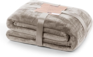DecoKing Kuscheldecke 160x210 cm Cappuccino Decke Microfaser Tagesdecke Fleece weich sanft kuschelig beige Mic
