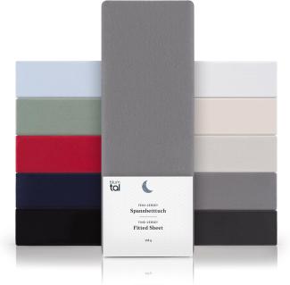 Blumtal® Spannbettlaken für Topper 100x200 cm Basics Jersey im 2er Set - Bettlaken 100x200 cm aus 100% Baumwolle - Oeko-TEX zertifiziertes Spannbetttuch 100x200 - Topper Spannbettlaken 100x200 - Grau