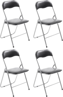 CLP 4er Set Klappstuhl Felix Klappbarer mit Kunstleder PVC Sitz Gepolstert,schwarz/silber