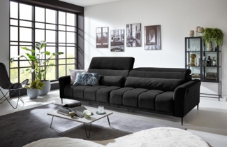freiraum Big-Sofa Wolve, 2x elektr. Verstellung, 2 Kissen, Cord schwarz - 280 x 108 x 118 cm (BxHxT)