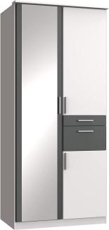 Kleiderschrank >Kalindi I< in Weiß Graphit - 90x198x58cm (BxHxT)