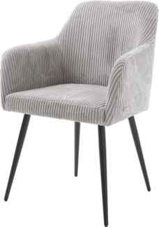 Esszimmerstuhl Greg-Flex Cord Silbergrau 4-Fuß konisch Schwarz Taschenfederkern