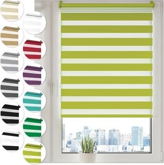 Doppelrollo Klemmfix ohne Bohren 30x130 cm Olivgrün Duo Rollo Klemmrollo Sonnenschutzrollo Fensterrollo für Fenster & Türen Zebrarollo Seitenzugrollo
