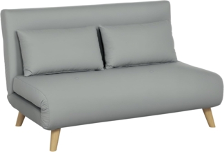 HOMCOM Schlafsofa Klappsessel mit Bettfunktion, Klappbarer Relaxsessel in Samtoptik 1 Teile, bis 250 kg belastbar, für Wohnzimmer, Hellgrau