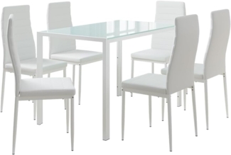 Esstisch-Set Grand Weiß 120 x 75 cm mit 6 Stühlen Vicco