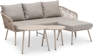 IDIMEX Gartenlounge-Set MYKONOS, Outdoor Dreisitzer Sofa mit Beistelltisch, Balkonmöbel champagne/beige