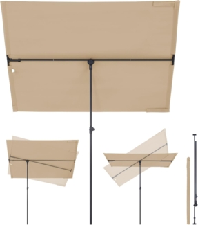 Sekey Sonnenschirm Rechteckig, 130x180 cm Sonnenschirm Balkon mit UPF50+ Sonnenschutz, ideal für Sonnenschutz und Privatsphäre auf Balkon und Terrasse.