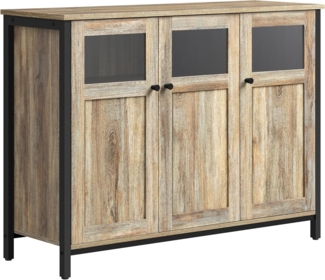 Vasagle Sideboard, Küchenschrank, Aufbewahrungsschrank, mit Glastüren, für Wohnzimmer, Küche, Esszimmer, Stahlrahmen, Industriestil, türkisbraun-tintenschwarz LSCDE099B60